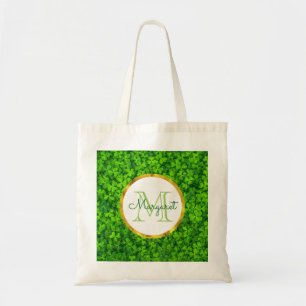 Green Clovers met FAUX Gold Foil Lijst Monogram Tote Bag
