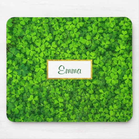 Green Clovers met FAUX Gold Foil Lijst Muismat (Voorkant)