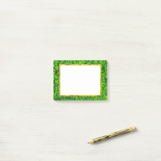 Green Clovers met FAUX Gold Foil Lijst Post-it® Notes (Op bureau)