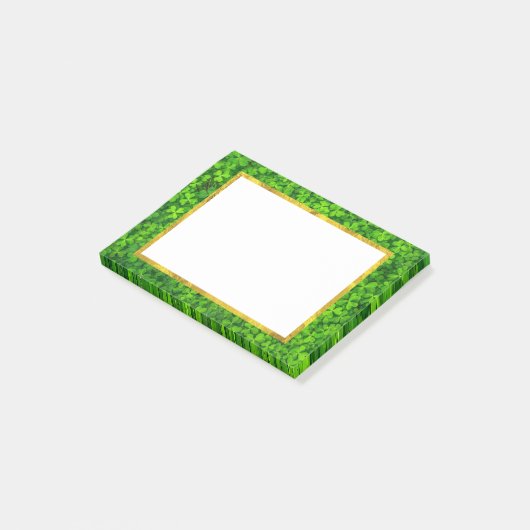 Green Clovers met FAUX Gold Foil Lijst Post-it® Notes (Schuin)