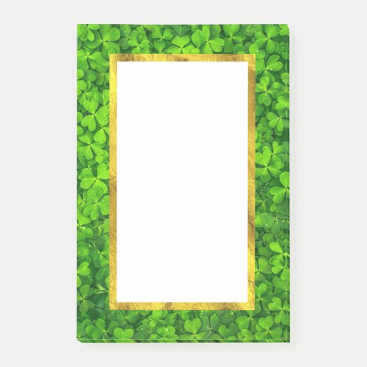 Green Clovers met FAUX Gold Foil Lijst Post-it® Notes (Voorkant)