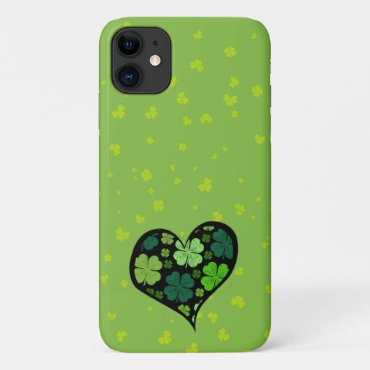 Green Clovers, Saint Patrick's Day, Heart Case-Mate iPhone Case (Achterkant)