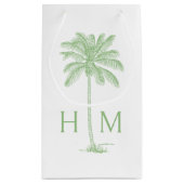 Green Coastal Palmetto Palm Monogram Klein Cadeauzakje (Achterkant)