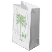 Green Coastal Palmetto Palm Monogram Klein Cadeauzakje (Achterkant Gekanteld)