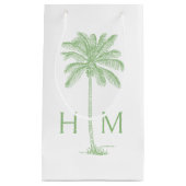Green Coastal Palmetto Palm Monogram Klein Cadeauzakje (Voorkant)