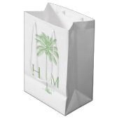Green Coastal Palmetto Palm Monogram Medium Cadeauzakje (Voorkant Gekanteld)