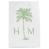 Green Coastal Palmetto Palm Monogram Medium Cadeauzakje (Voorkant)