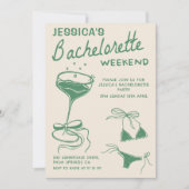 Green Cocktail Bachelorette Weekendschema Kaart (Voorkant)