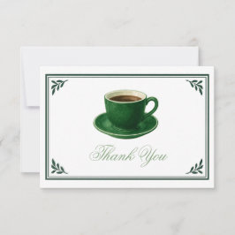 Green Coffee Cup Baby Shower Elegant Thank You Bedankkaart