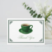 Green Coffee Cup Baby Shower Elegant Thank You Bedankkaart (Staand voorkant)