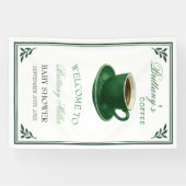 Green Coffee Cup Baby Shower Welcome Spandoek (Horizontaal)
