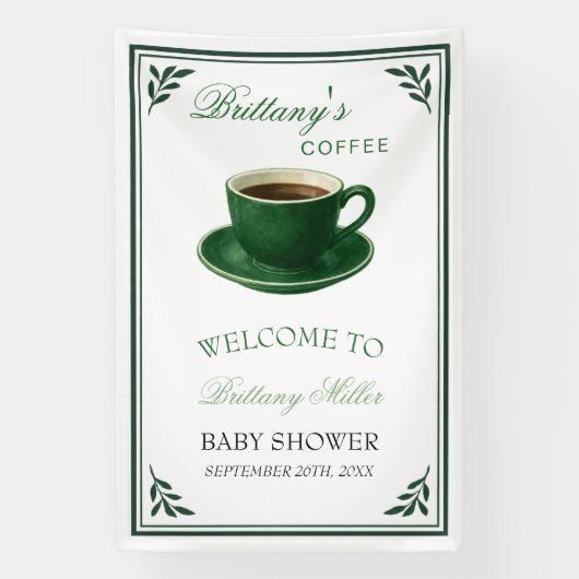 Green Coffee Cup Baby Shower Welcome Spandoek (Verticaal)