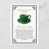 Green Coffee Cup Books for Baby Shower Informatiekaartje (Voorkant)
