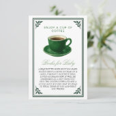 Green Coffee Cup Books for Baby Shower Informatiekaartje (Staand voorkant)