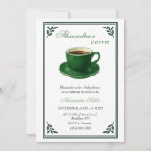 Green Coffee Cup Designer Baby Shower Kaart (Voorkant)