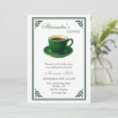 Green Coffee Cup Designer Baby Shower Kaart (Staand voorkant)