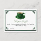 Green Coffee Cup Diaper Raffle Baby Shower Informatiekaartje (Voorkant)