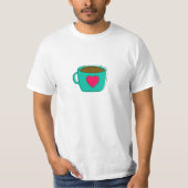 Green Coffee Mok Cup Red Heart Design Giften T-shirt (Voorkant)