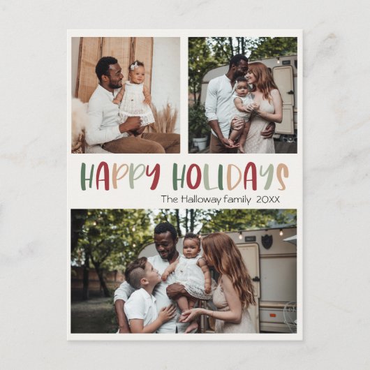 Green Colorful Prettige feestdagen Bold Three Foto (Voorkant)