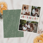 Green Colorful Prettige feestdagen Bold Three Foto Feestdagenkaart<br><div class="desc">Deze groene, kleurrijke prettige feestdagen moedige, drieledige vakantiekaart is ideaal voor uw leuke, creatieve, heldere feestelijke groet. Het is een uniek, speels modern lettertype in rood, boho tan, en licht en donkergroen, maken een gelukkig seizoensgebonden gevoel mogelijk. Als je de donkere winter van je geliefden wilt ophelderen met een schattige...</div>