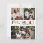 Green Colorful Prettige feestdagen Bold Three Foto Feestdagenkaart (Voorkant)