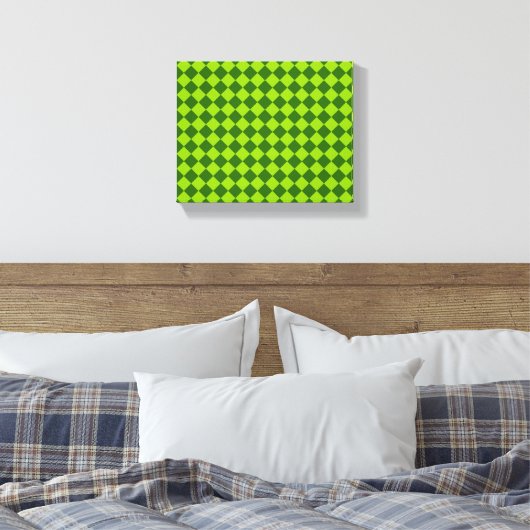Green Combination Diamond Pattern van STaylor Canvas Afdruk (Insitu (Slaapkamer))