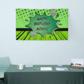 Green comic birthday spandoek (Beurs)