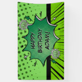Green comic birthday spandoek (Verticaal)