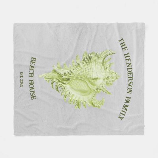 Green Conch Shell Fleece Blanket (Voorkant (Horizontaal))