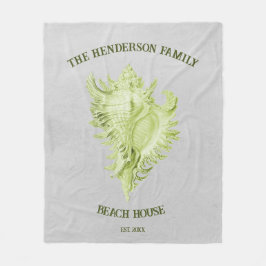 Green Conch Shell Fleece Blanket Deken