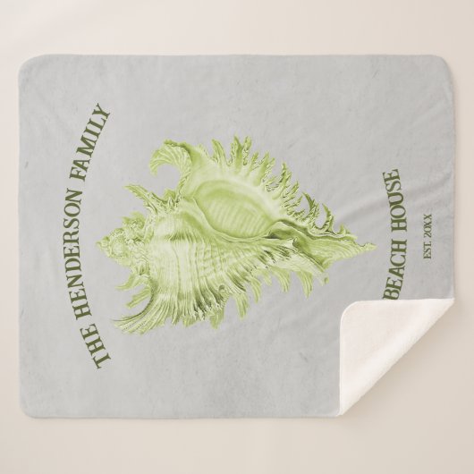 Green Conch Shell Sherpa Blanket Deken (Voorkant (horizontaal))