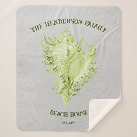 Green Conch Shell Sherpa Blanket Sherpa Deken (Voorkant)