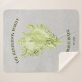 Green Conch Shell Sherpa Blanket Sherpa Deken (Voorkant (horizontaal))