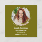 Green Connect with Me Photo QR Code  Vierkante Visitekaartje (Voorkant)