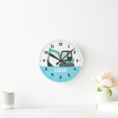 Green Construction Excavator Digger Kinder Room Ronde Klok (Huis)