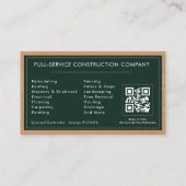 Green Construction Handyman QR Code Professional Visitekaartje (Achterkant)