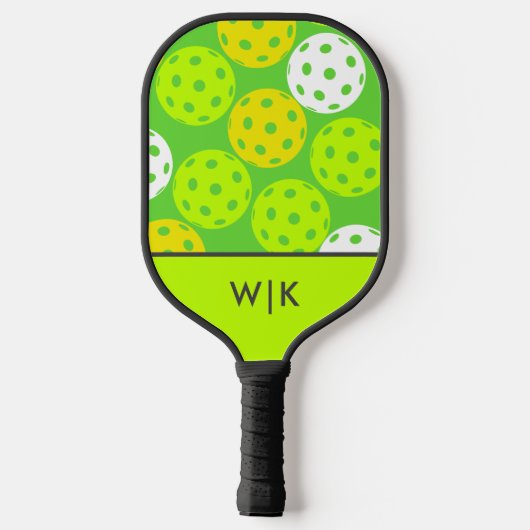 Green Cool Modern Monogrammed Pickleball Paddle (Achterkant)