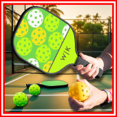 Green Cool Modern Monogrammed Pickleball Paddle