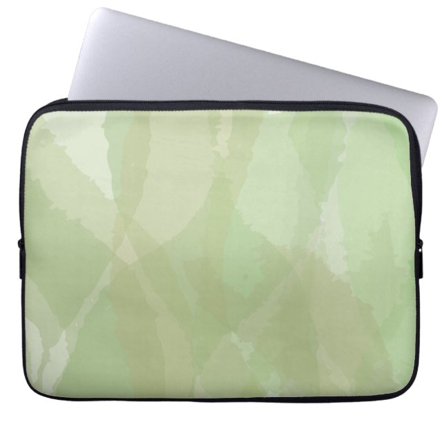 Green, cool, trendy watercolor abstract pattern laptop sleeve (Voorkant)