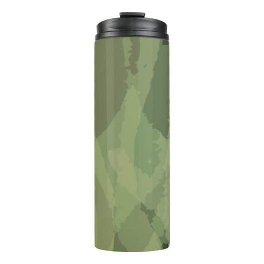 Green, cool, trendy watercolor abstract pattern thermosbeker (Voorkant)