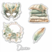 Green Copper Feathers Mask Boho Sticker (Voorkant)
