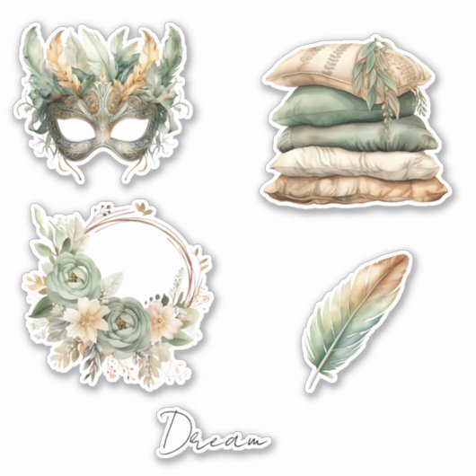 Green Copper Feathers Mask Boho Sticker (Voorkant)