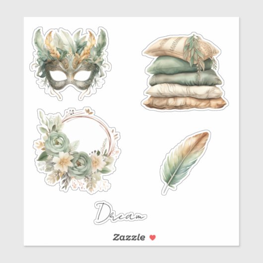 Green Copper Feathers Mask Boho Sticker (Vel)