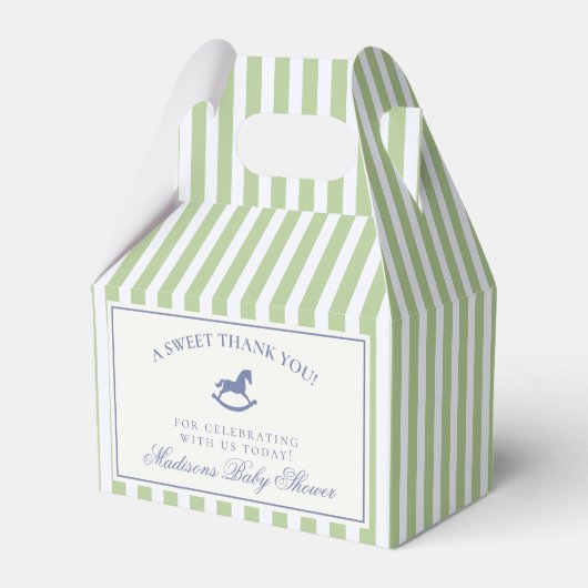 Green Coquette Bow Rocking Horse Baby Shower Bedankdoosjes (Voorkant Zijde)