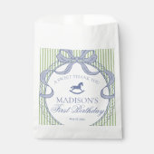 Green Coquette Bow Rocking Horse Birthday Dessert Bedankzakje (Voorkant)