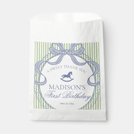 Green Coquette Bow Rocking Horse Birthday Dessert Bedankzakje