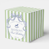 Green Coquette Bow Rocking Horse Birthday Party Bedankdoosjes (Achterkant)