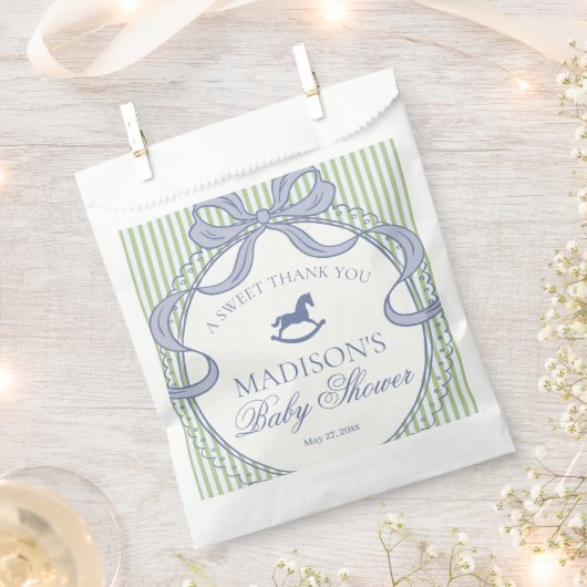 Green Coquette Rocking Horse Baby Shower Dessert Bedankzakje (Geknipt)