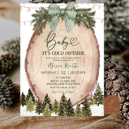 Green Coquette Rustic Winter Forest Baby Shower Kaart