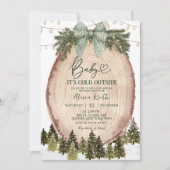 Green Coquette Rustic Winter Forest Baby Shower Kaart (Voorkant)